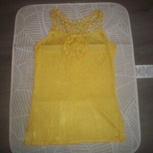 Womens silk top.beaded.yellow.WR 9000.Size medium